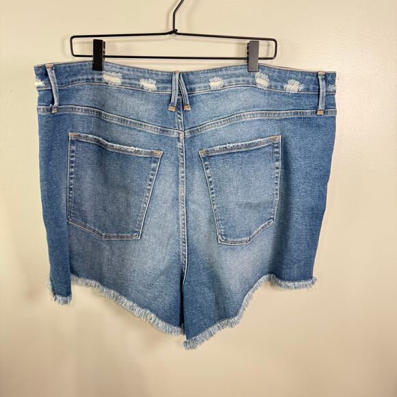 NWT Good American High Waist Cut Off Denim Shorts Womens Size 24 Medium Wash - Picture 5 of 5
